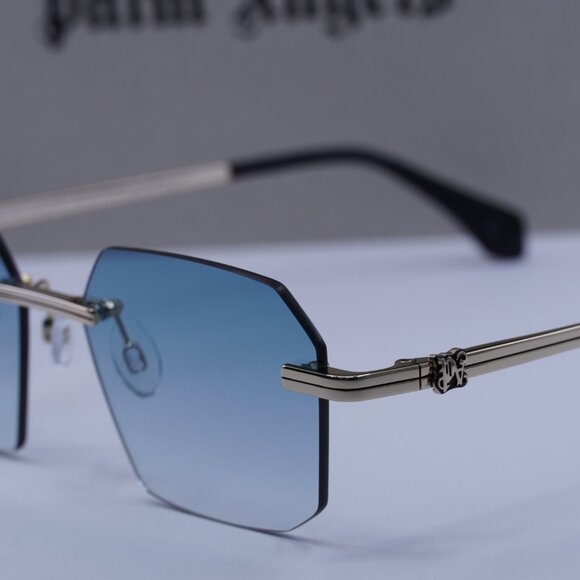 Palm Angels PERI10G QUARTZ 7644 Geometric Sunglasses - Gold/Blue - Picture 4 of 10